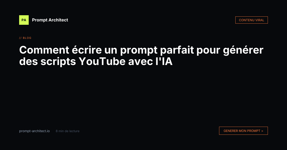 Comment écrire un prompt parfait pour générer des scripts YouTube avec ...